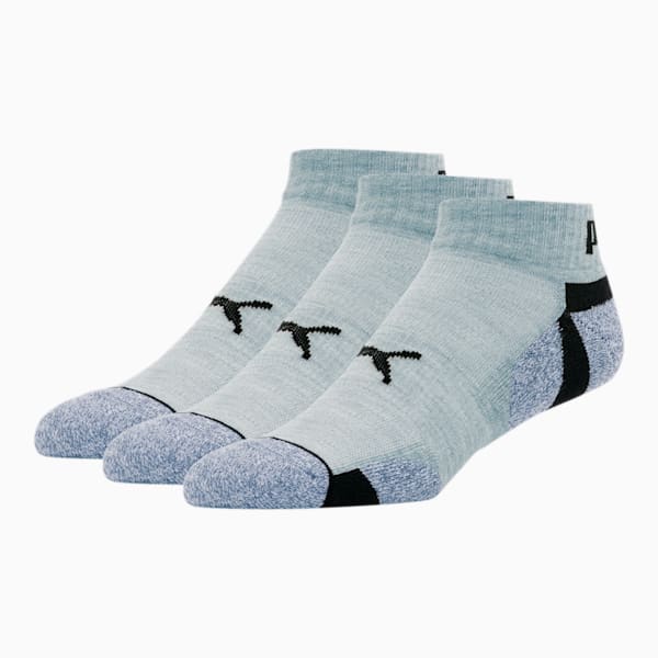 Men's Extended Heel/Toe Quarter Crew Socks [3 Pack], GREY / BLACK, extralarge